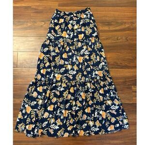 Seven Wonders navy floral tiered maxi skirt